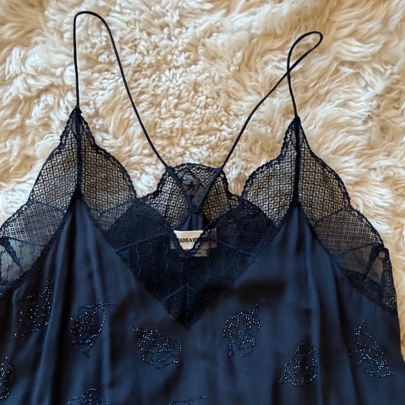 Zadig & Voltaire Black Lace Detail Top - Picture 3 of 5